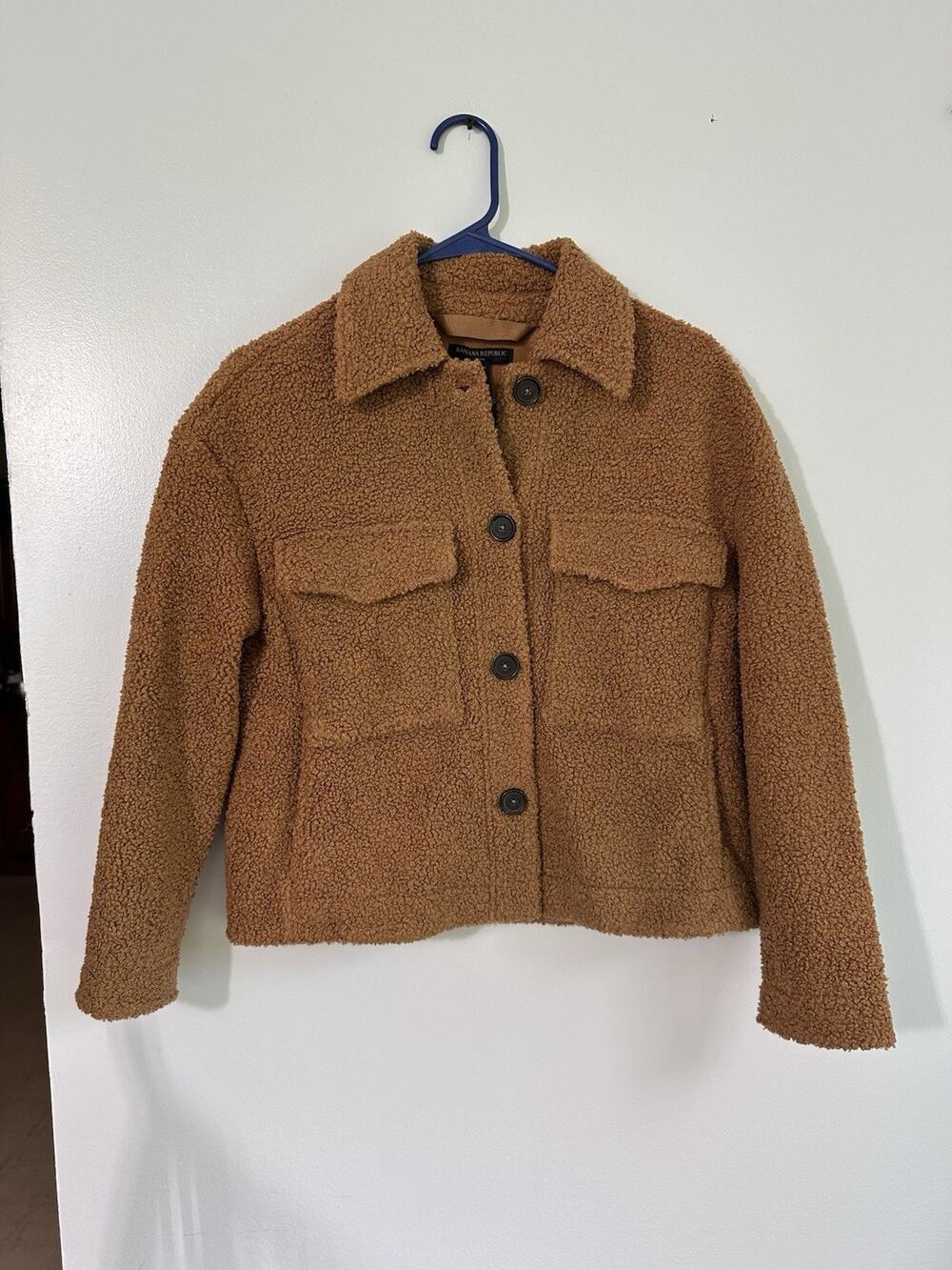 Banana Republic Sz XSP Petite Button Front Sherpa Trucker Jacket Teddy Bear NEW